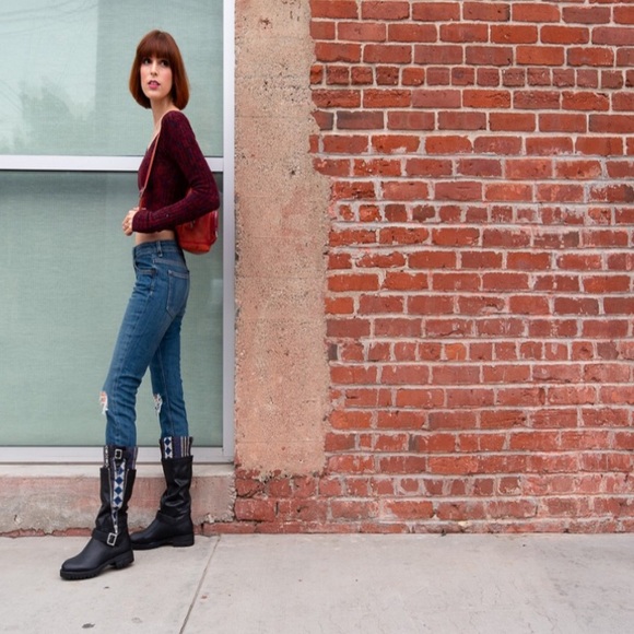 Boots with Aztec Pop print  Mid Calf - Picture 3 of 7